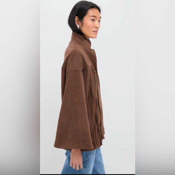 TUCKERNUCK Chocolate Suede Fringe Marant Shirt Jacket Size Medium NWT - Picture 4 of 8